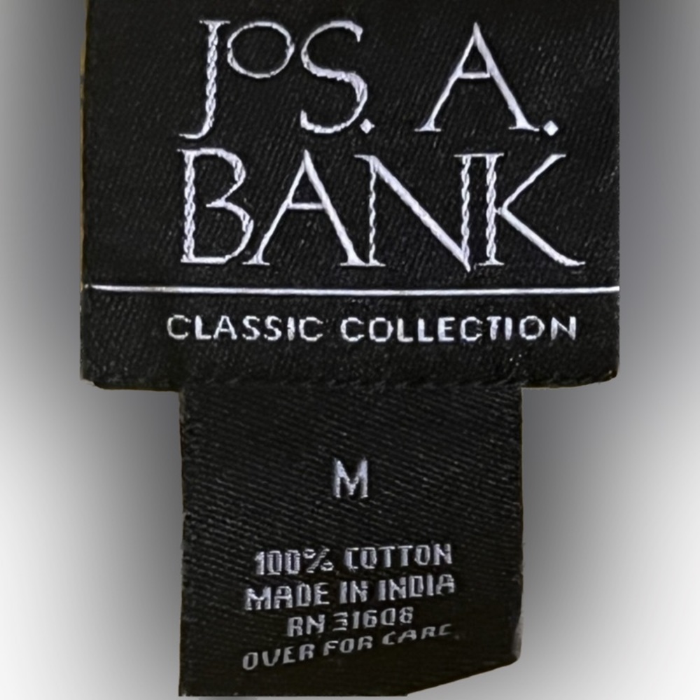 ❌Polo Jos A Bank Men Classic Collection Yellow Cotton Polo Plaid Collar Med - Picture 3 of 4